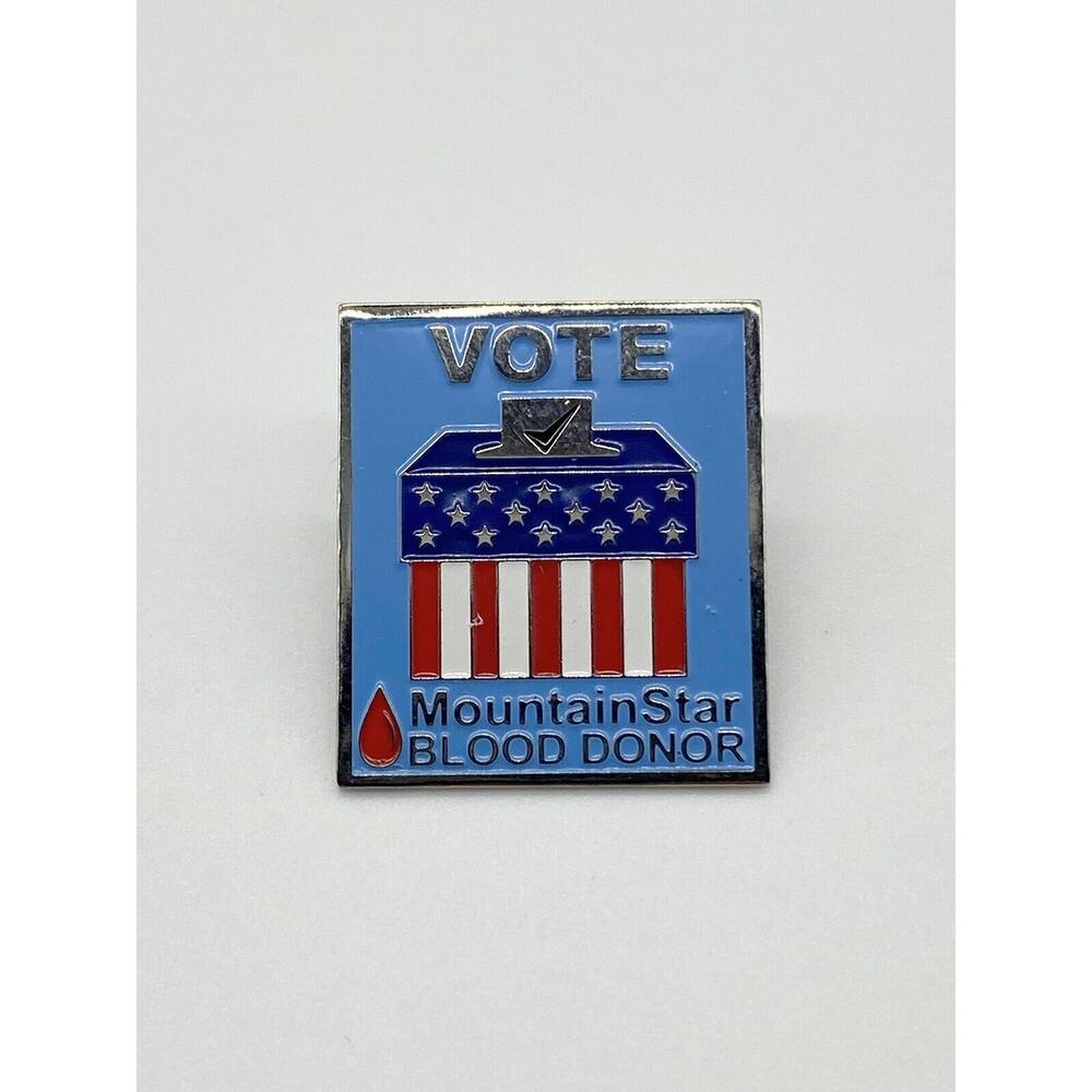 Mountain‎ Star Blood Donor VOTE Blue & Silver Colored Lapel Pin